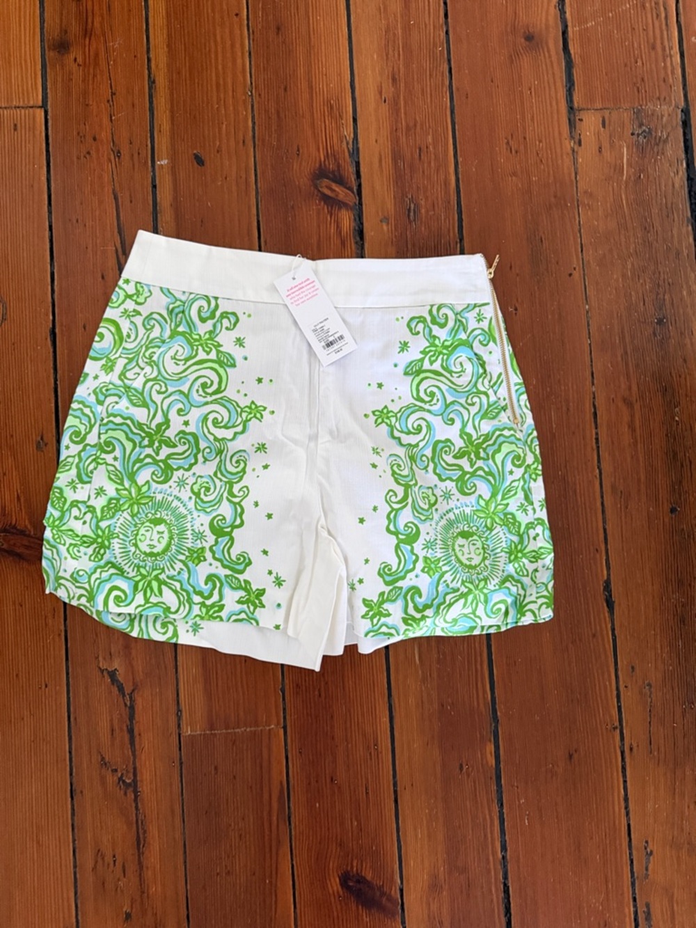 White & Lime Sunprint High-Waist Women’s Shorts